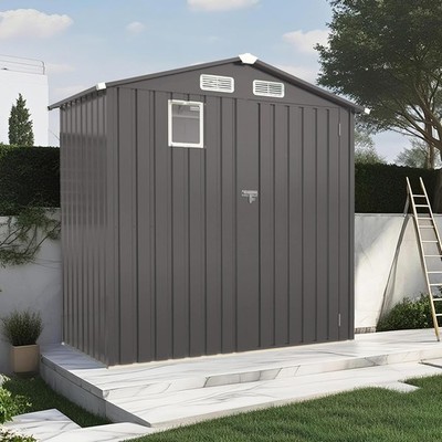 Outdoor Storage Shed 6 x 3.6 FT Metal Tool Shed with Peaked Roof Metal Garden