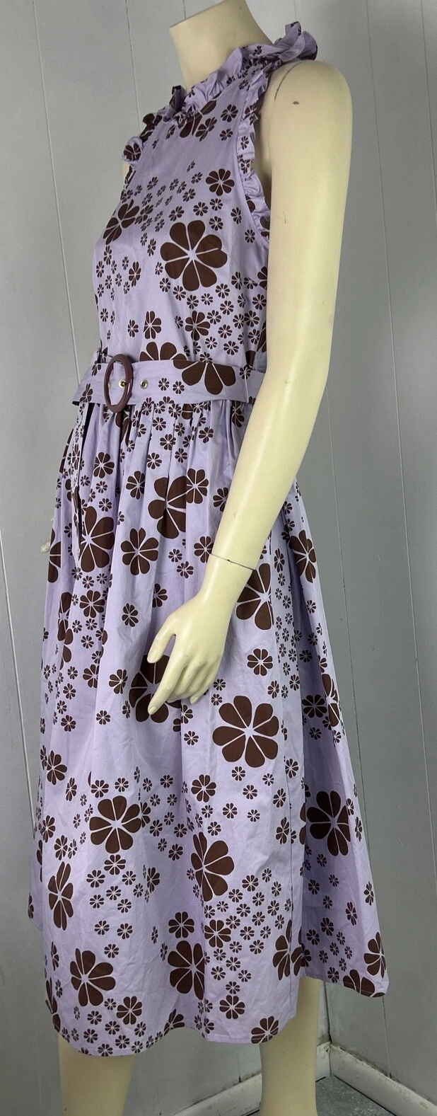 Abito Kate Spade Floreale Spade Senza Maniche Cintura Midi Racerback 4 Lilla Congelata