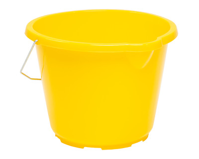 8L Kunststoff gelb Eimer Schwerlast Bauherren Wasserspeicher starker Metallgriff