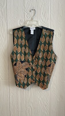 Ana Mori Women's VEST Special Occasion Glitz Glamour Green Gold OSFM Unique