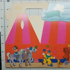 Circus Party Gift Box Big Top Vintage Cardboard Favor Handle Clown Lions Horses