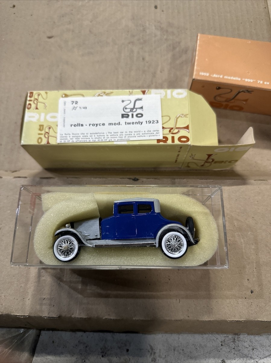 Modèle Réduit Rolls-Royce Twenty 1923 - Échelle 1/43 - Marque Rio - Bleu - Occasion Comme Neuf Avec Boîte D'origine