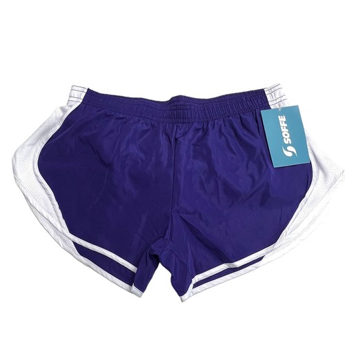 Soffe Girls Team Shortie Short Lightweight Mesh Inserts Elastic Waist Purple XL