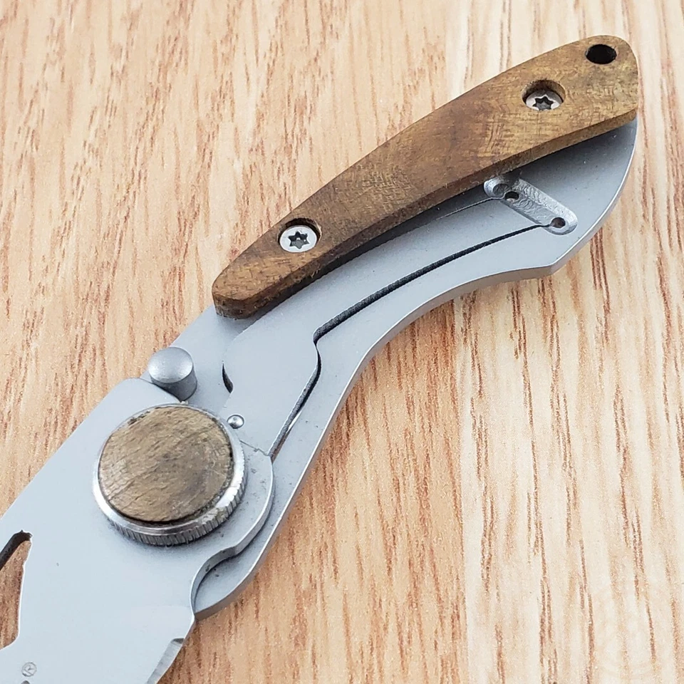 MTech Framelock Folding Knife Stainless Steel Blade Stainless And Wood Handle - Image 4 of 4