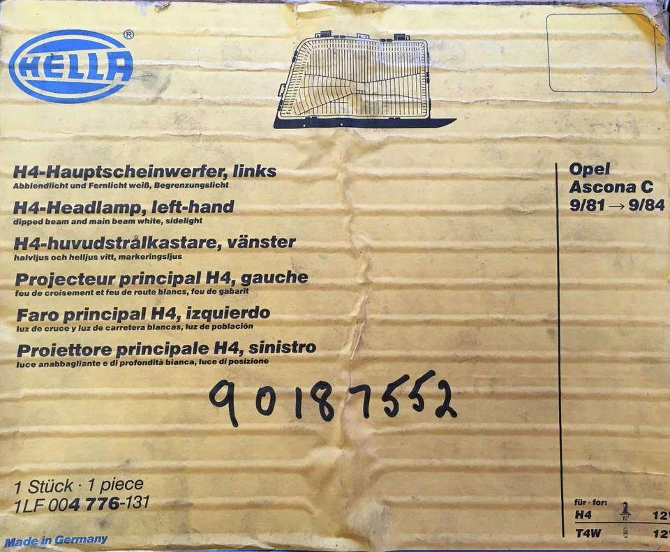 Vauxhall Ascona C/ Cavalier 1982-88 L/H Headlight - Image 4 of 4