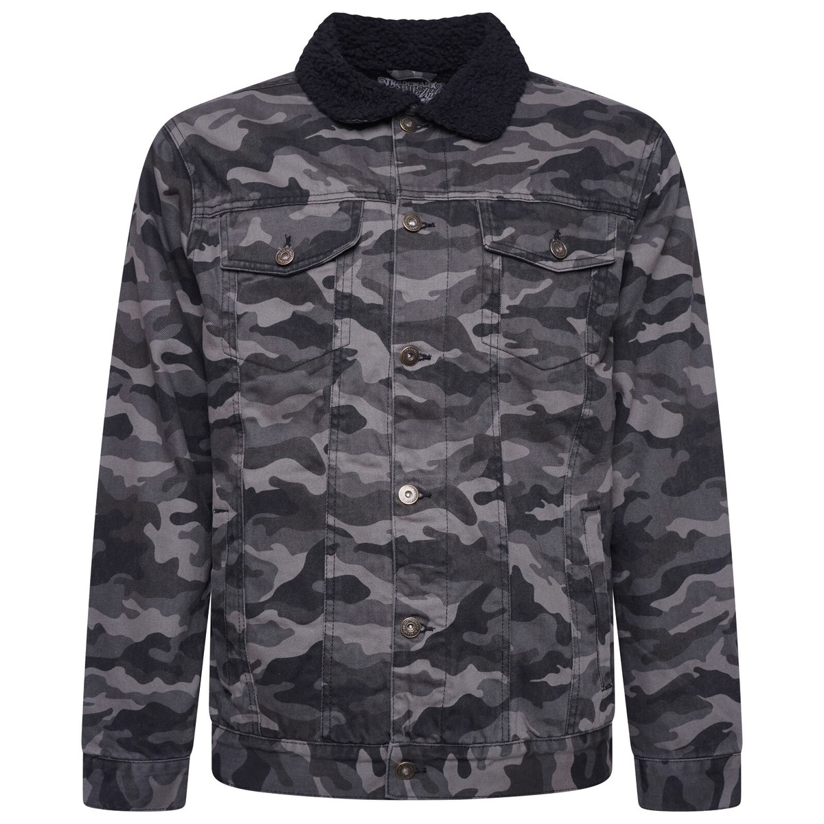 Camouflage Print Black Camo Denim Jacket Mens Camouflage