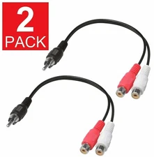 2-Pack RCA Male to 2 RCA Female Audio Speaker Adapter Y Splitter Cable 6" Inch ⇗