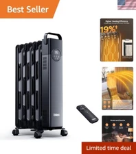Elegant 1500W Oil Filled Radiator Heater with Remote & 24H Timer - Quiet Comfort