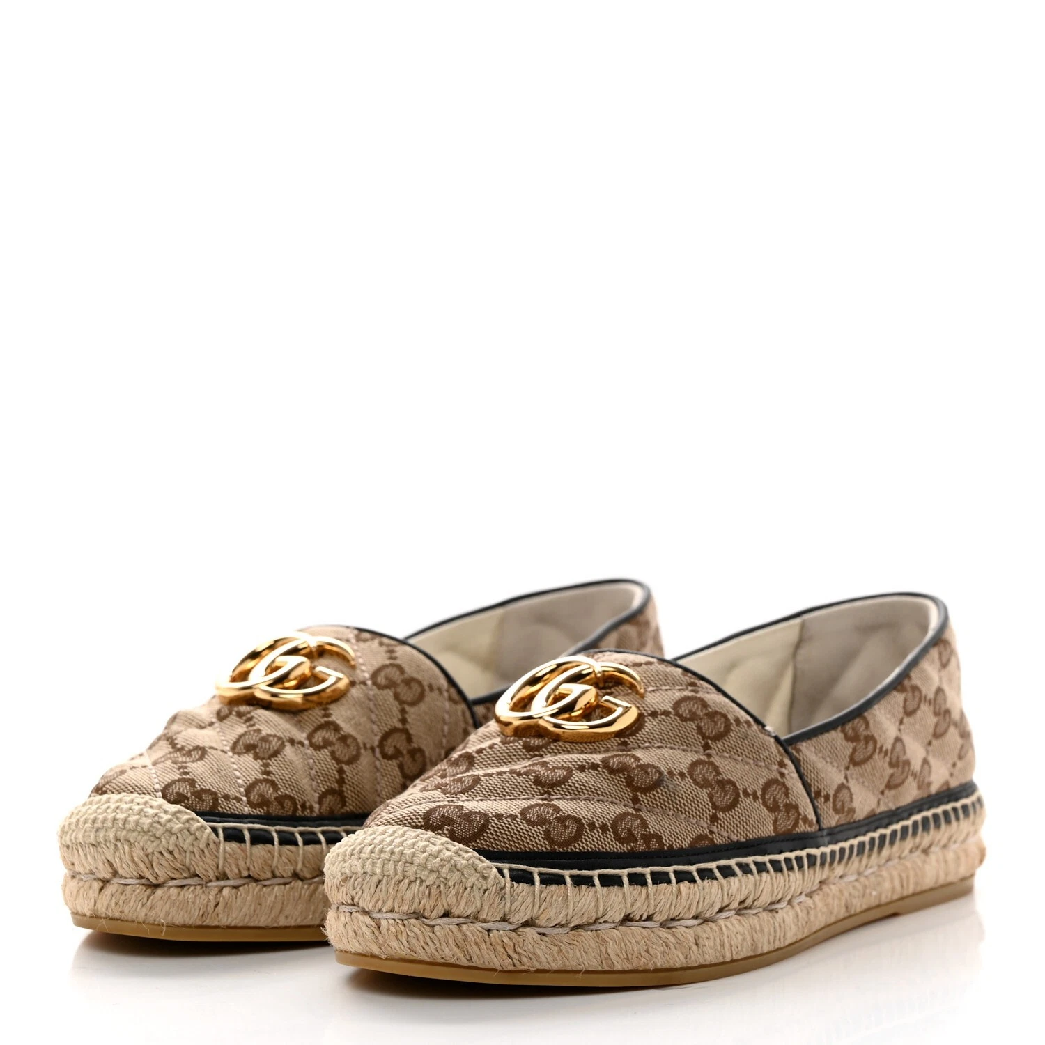 Espadrilles Gucci GG Supreme toile marron logo Marmont plates à enfiler EU 40,5