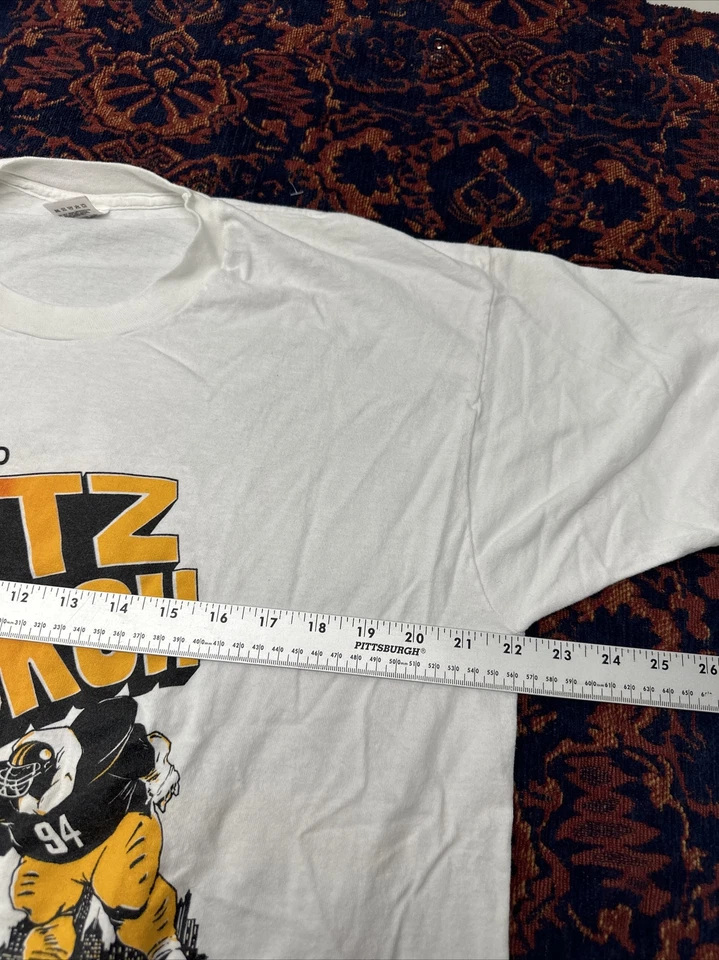 Camiseta De Colección Pittsburgh Steelers Bienvenido Blitzburgh Blanco Ajuste L Puntada Única Foto 4 de 4
