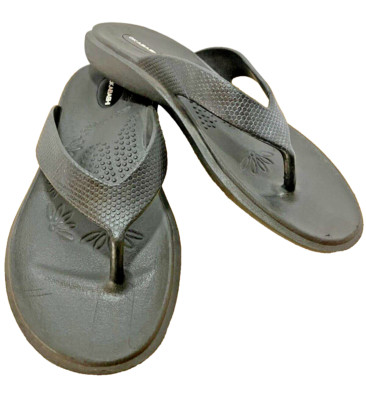 OKABASHI Maui Flip Flops Women's Black Thong Arch Support Sandals SZ M/L 8-9