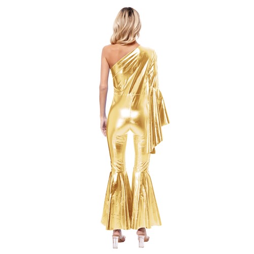 Women Girl Catsuit Bell-Bottom Jumpsuit Bodysuit Shiny Party Dancewear Romper - Picture 6 of 69
