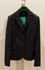 NWT Colors Of Benetton Womens Wool Blazer Jacket Sz 40 Black 3 Button Lined
