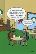 Cats at Caf  Way Behind Schedule Box of 12 Humorous  Funny Christmas Cards