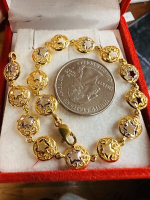 22CT 22K 916 Solid Dubai Gold Star Two tone Bracelet fits 22CT 22K 916 Solid Dubai Gold Star Two tone Bracelet fits