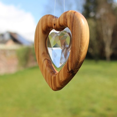 Home Decor Handarbeit Olivenholz Fensterdeko Herz Aus Holzherz Mit Bleikristall Home Furniture Diy Breadcrumbs Ie