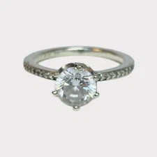 Pandora ALE Sterling 925 Silver Sparkling Crown Solitaire Ring 198289CZ Size 5