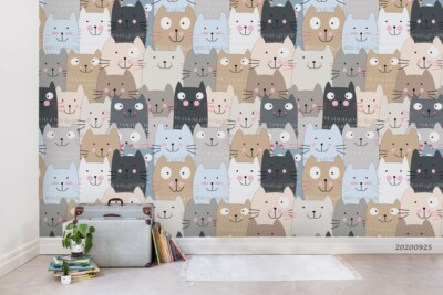 3D Dog Cat Animal Cartoon Pattern Wallpaper Wall Murals Removable Wallpaper