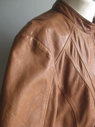 CHAQUETA DE CUERO JOHN ROCHA 22 biker racer 50 marrón tostado suave diseñadores debenhams - Imagen 18 de 24