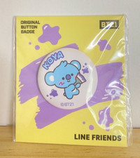 KOYA BTS BT21 Unopened Original Button Badge LINE Friends Purple Paint