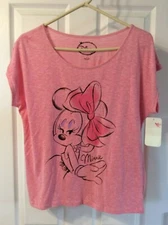 NEW Disney Minni Mouse Pajama Lounge Set Womens Large Shirt Pants Small Pink