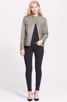 Veste En Cuir Vince Couleur Taupe - Taille XS - Style Biker - Très Bon état