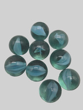 Vintage Light Blue Cat's Eye Glass Marbles Lot of 9