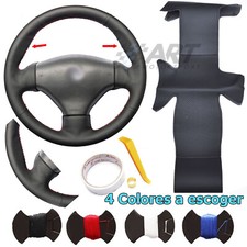 Couvre Volant sur Mesure Pour Peugeot 206 Sw Cc Dans Cuir Noir Lisse + Perforé