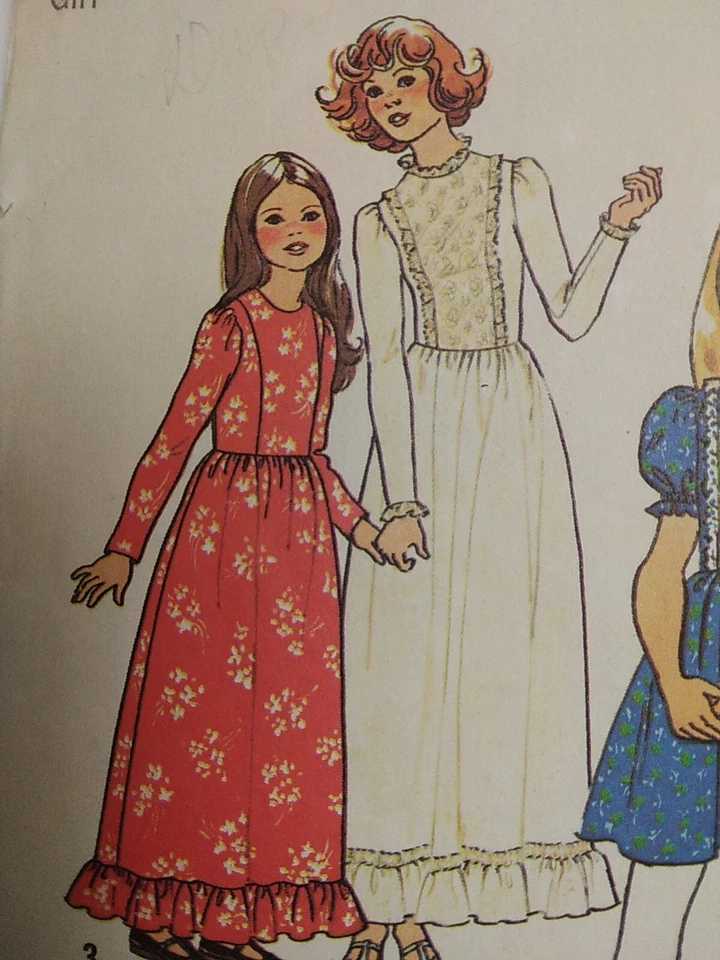 Dress Apron Cottagecore Prairie Girls 12 14 1Simplicity 7242 Sewing Pattern VTG - Image 3 of 4