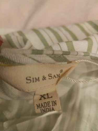 Sim And Sam Women Green/White Striped Button Down With Tie Top Size Xlarge - Picture 11 of 16
