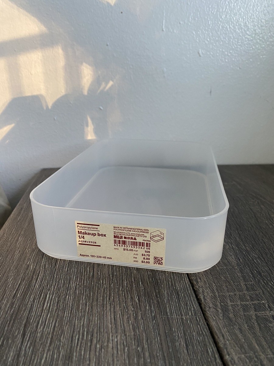 MUJI PP Makeup Box Horizontal Half 1/4 15x11x4.5cm Stackable Storage  Translucent