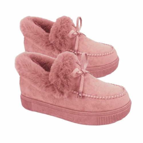 Ladies Womens Faux Fur Lined Warm Winter Moccasin Ankle Bootie Slippers Shoes - Picture 6 of 18