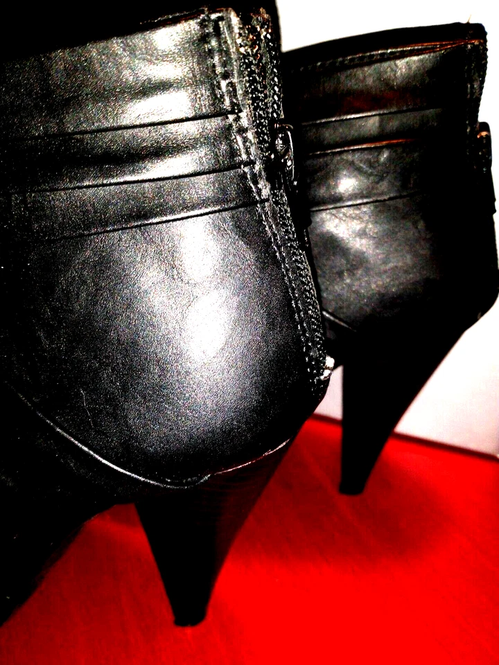 APT.9 ~ 女式 ~ 4 英寸高跟鞋 ~ 黑色 ~ 后拉链 ~ 露趾 ~ 靴子鞋 ~ 9 码 — 第 4/4 张图片