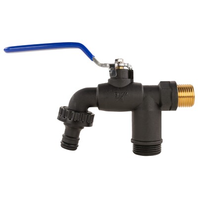 Garden Double Outlet Watering/Irrigation Tap with Easy-Turn Lever Handle Dual