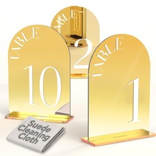 10 PCS Arched Gold Wedding Table Numbers 110 DoubleSided 5x7 Inch Signs