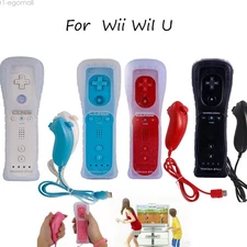 Built in Motion Plus Remote Controller& Nunchuck For Nintendo Wii Wii U+Strap US