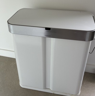 simplehuman Motion-Sensor Trash Can Touchless Operation 58L Dual White Recycler