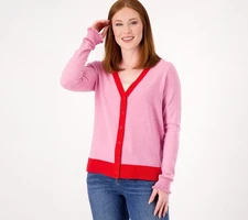 Candace Cameron Bure Women's Top Sweater Sz S Surfside Button-Front Pink A516600