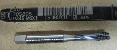 M6 X 1  OSG EXO Spiral Tap 3 Flute, Modified Bottoming 1705808
