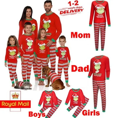 Grinch Christmas Pyjamas Family Matching Pajamas Adult Kids Xmas Nightwear Pjs