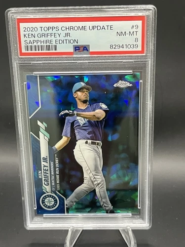 2020 Topps Chrome Update Ken Griffey Jr. Sapphire Edition Home Run Derby PSA 8
