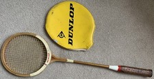 Dunlop Squash Racket, Wooden, Vintage with Cover