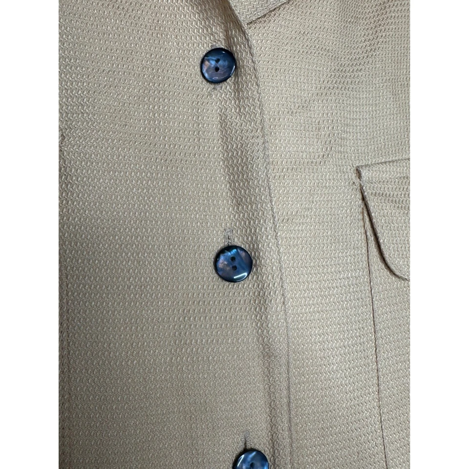 Август шелк текстурированный пуговицах блузка верхний женщин L длинным рукавом 100% шелк - Изображение 4 из 4