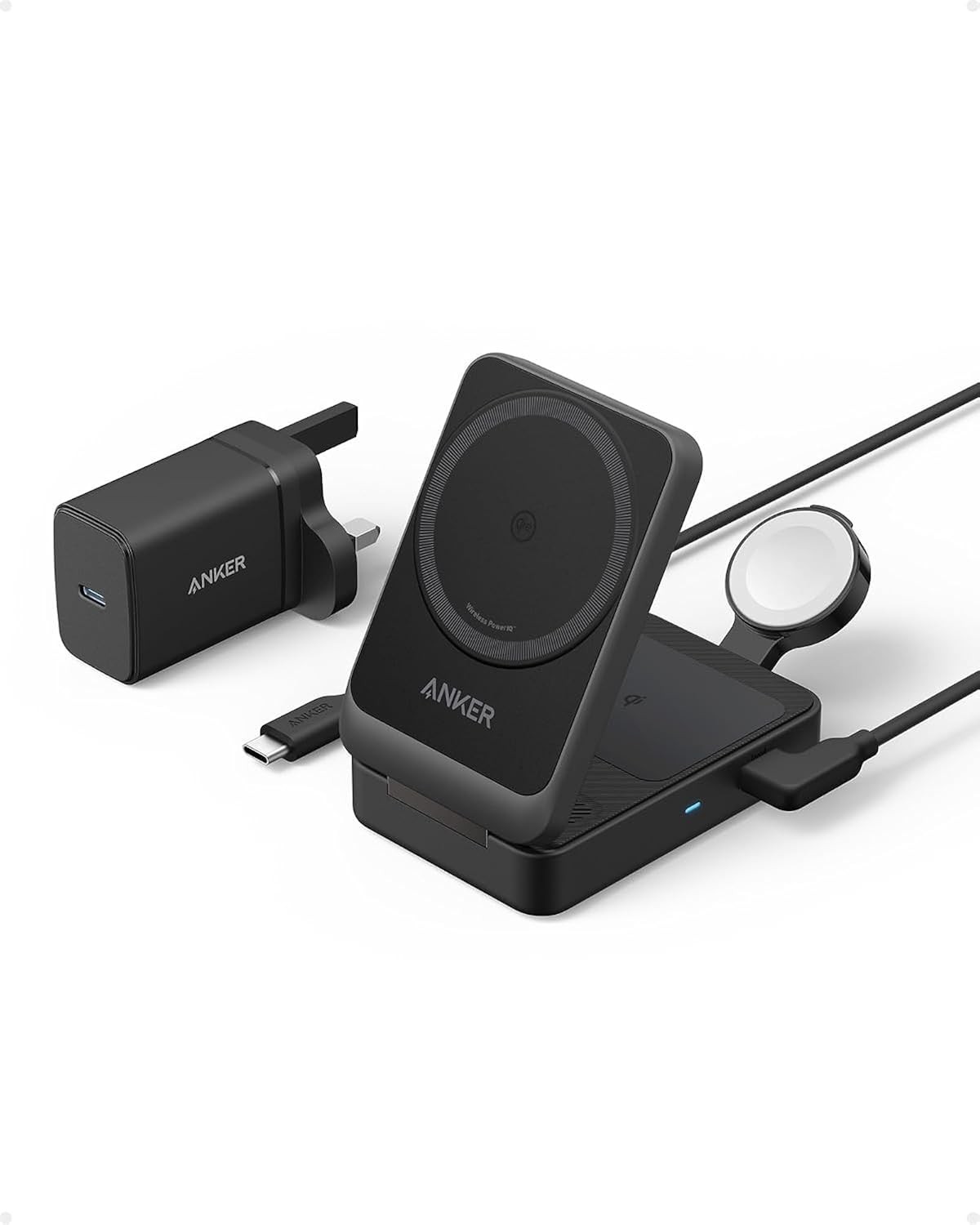 Anker Black Maggo Wireless Charging Station (Foldable 3-In-1) Stone - Image 2