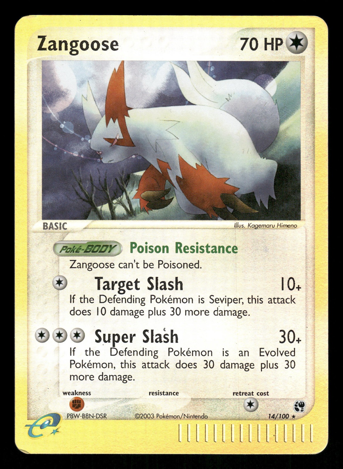 Pokemon Zangoose Holo Rare Sandstorm 14/100 LP Reverse Holo