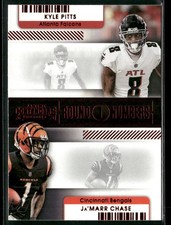 2021 Panini Contenders #RN-KPI Kyle Pitts / Ja'Marr Chase Round Numbers Ruby