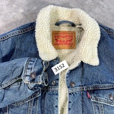Levi's Sherpa Lined Denim Trucker Jacket Women Size M Blue Medium Wash