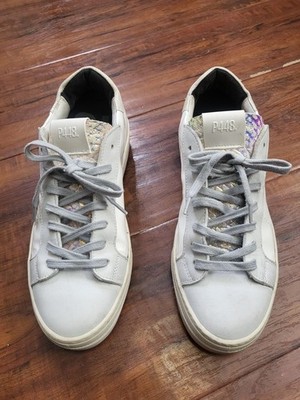 P448 JOHN PLATFORM SNEAKERS Metallic Silver Iridescent Accent Women 41/10.5 