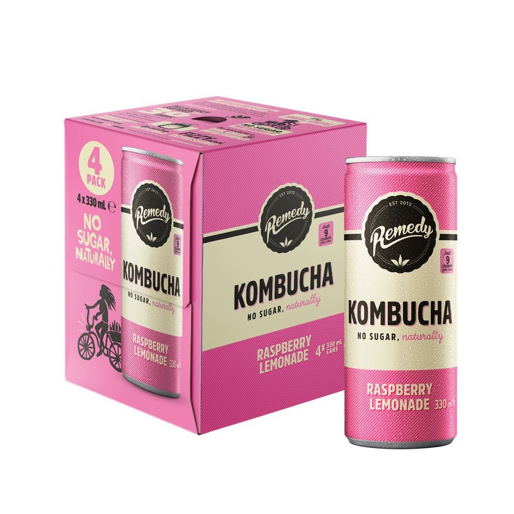 Remedy Kombucha Raspberry Lemonade 4 X 330Ml - Image 2