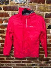 COLUMBIA Red Hooded Lightweight Rain Jacket, Kids 14/16